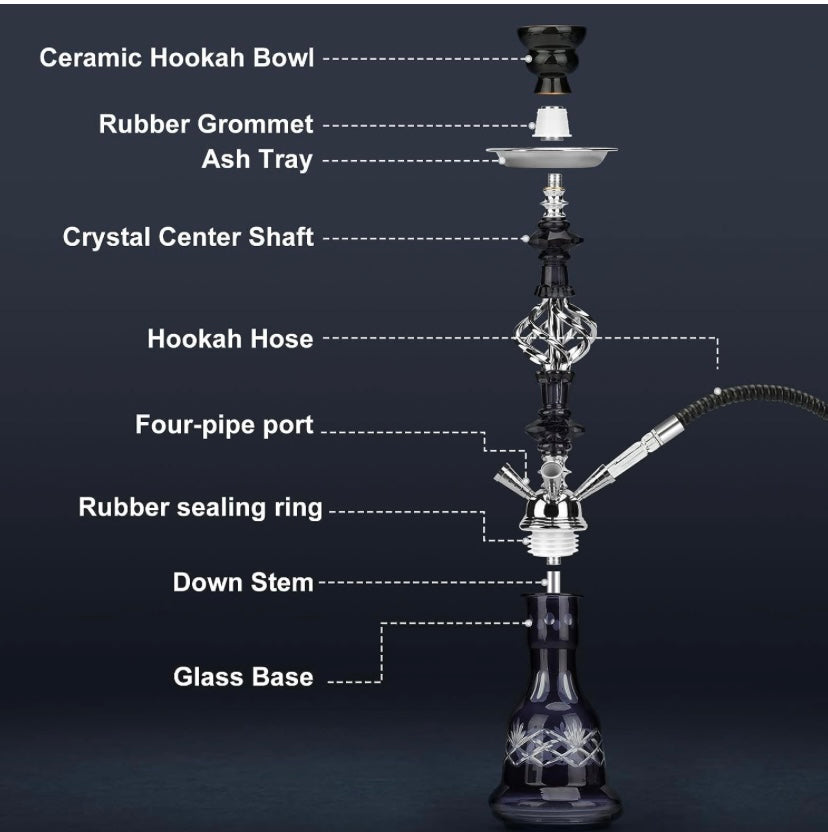 Four Hose Hookah Set Yellow